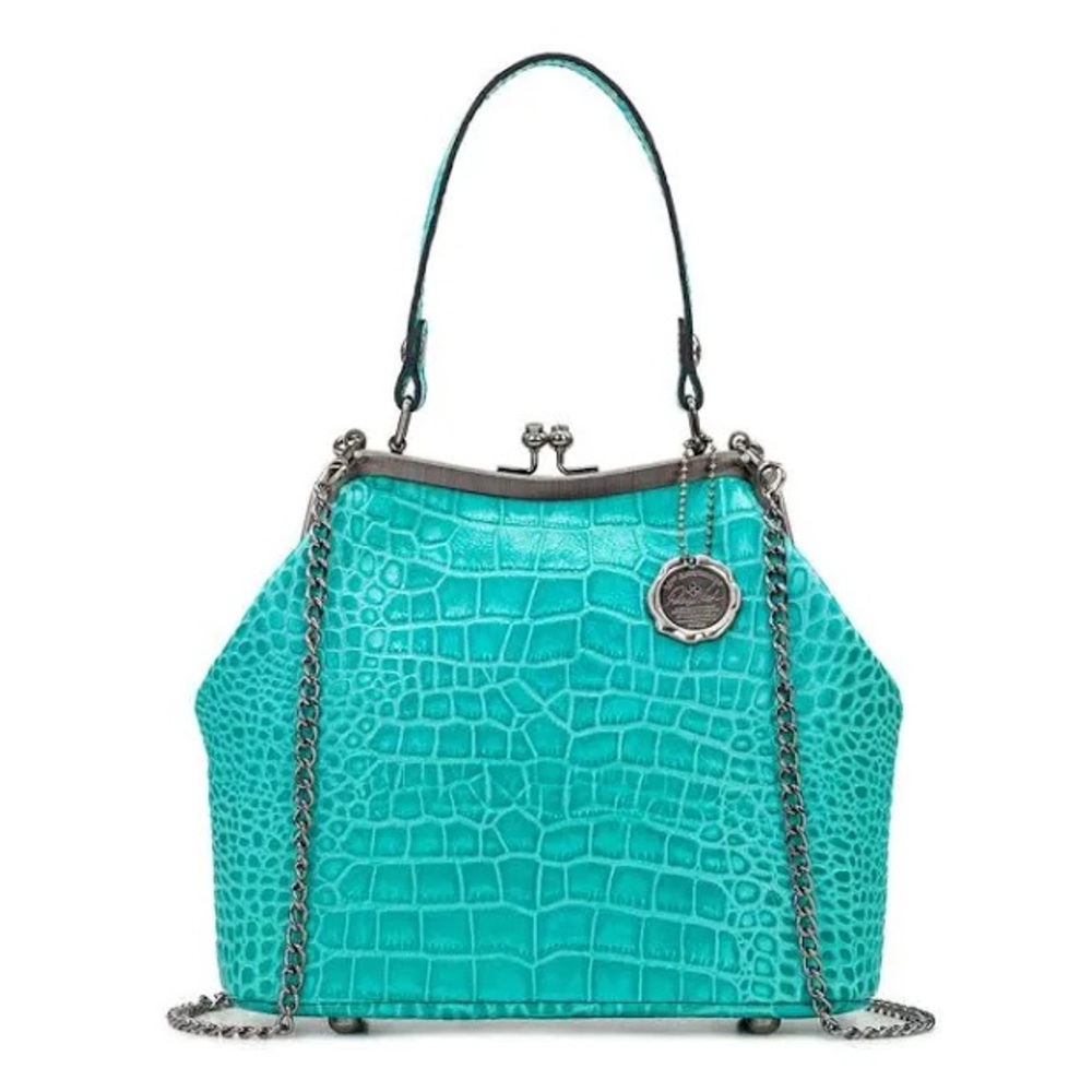 Patricia Nash Laureana Aqua Leather Distressed Vintage Croc Satchel----NWT